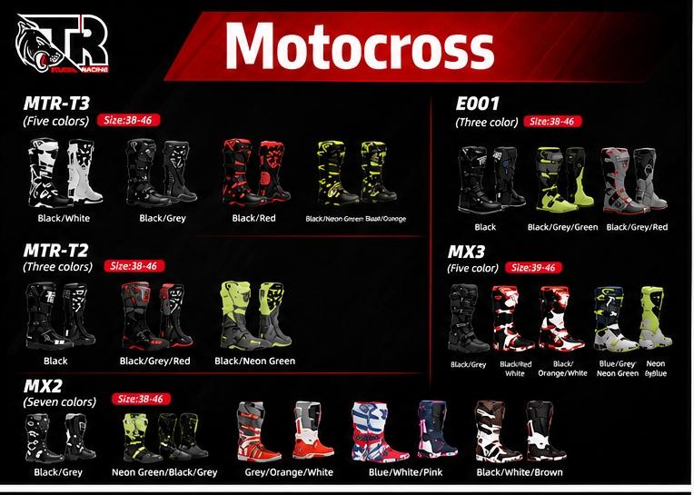 Tiger motocross boots range for wholesale supplier evaluation